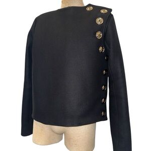Black Fencing Coat with Silver Button Closure